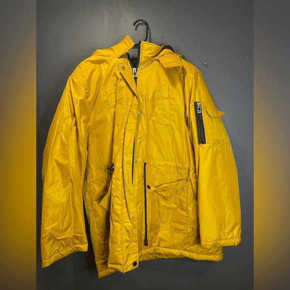 BEVERLY HILLS POLO CLUB MUSTARD YELLOW PARKA COAT - Picture 7 of 13